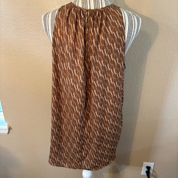 NWT Worthington Top Brown Tan W Patterned Sleeveless Blouse Flowy Oversized New - Picture 6 of 15